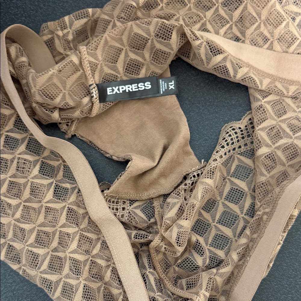 Express Tan Lace Patterned Panties - Picture 2 of 2